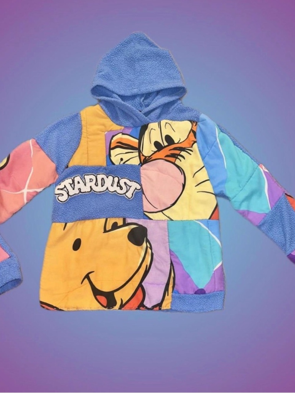 Vintage Patchwork Winnie the pooh Hoodie - Multicolor